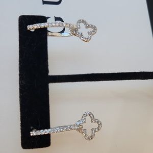 Neiman marcus swarovski dangle earrings look of van cleef sterling 18k overlay